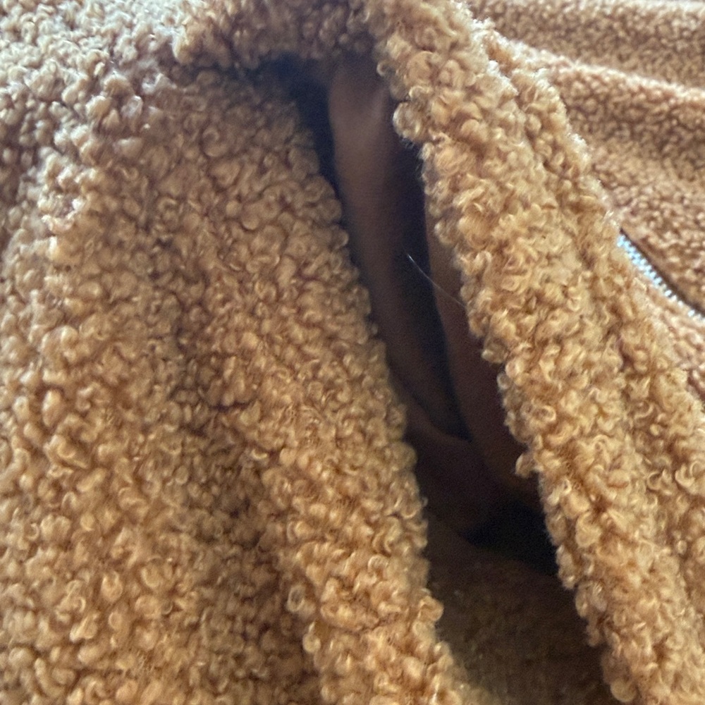 MIROL NWT sherpa teddy bomber style jacket camel color Large - Picture 6 of 6